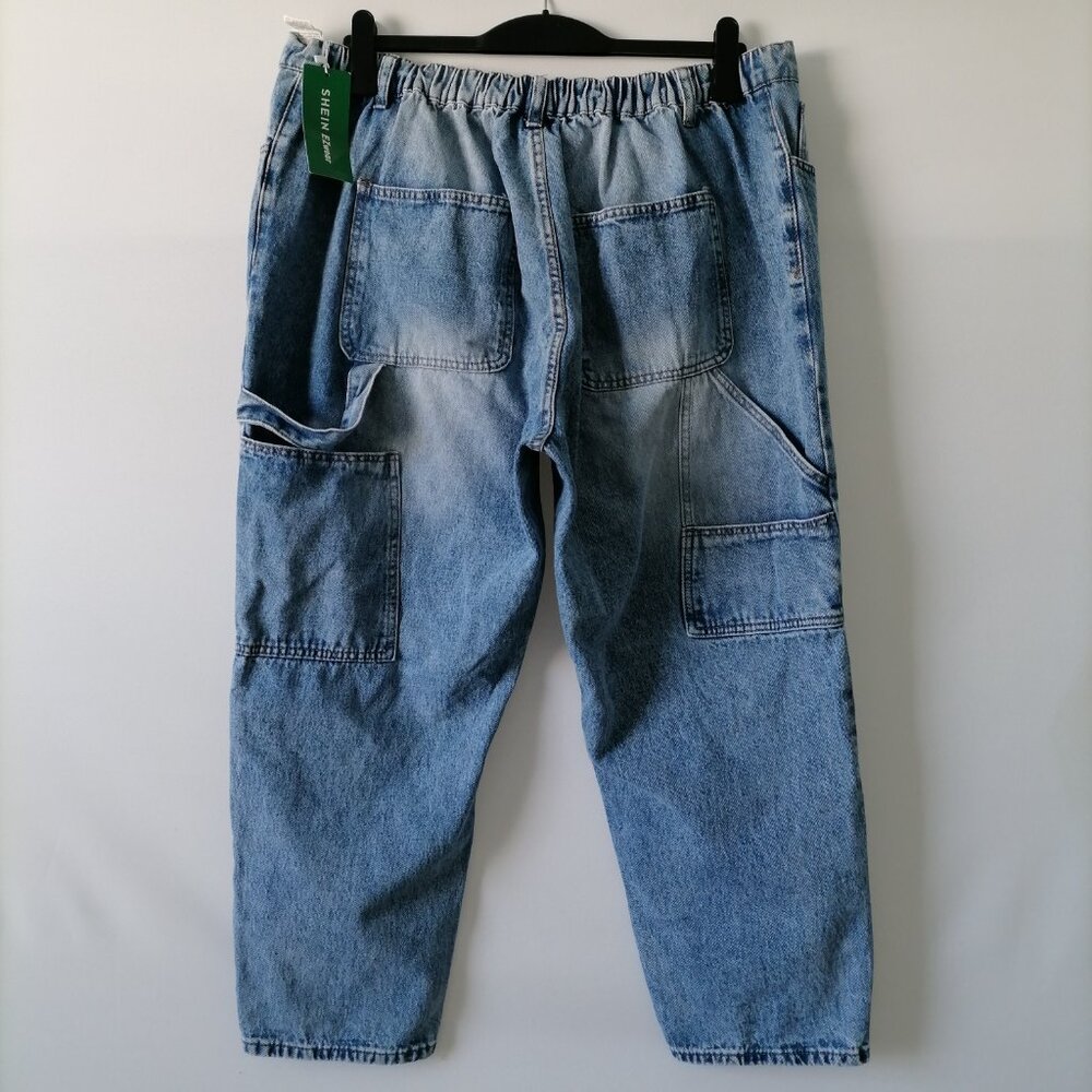 NWT Shein Curve Womens Light Blue High Rise Cropped Denim Baggy Jeans Size 4XL - Picture 4 of 7